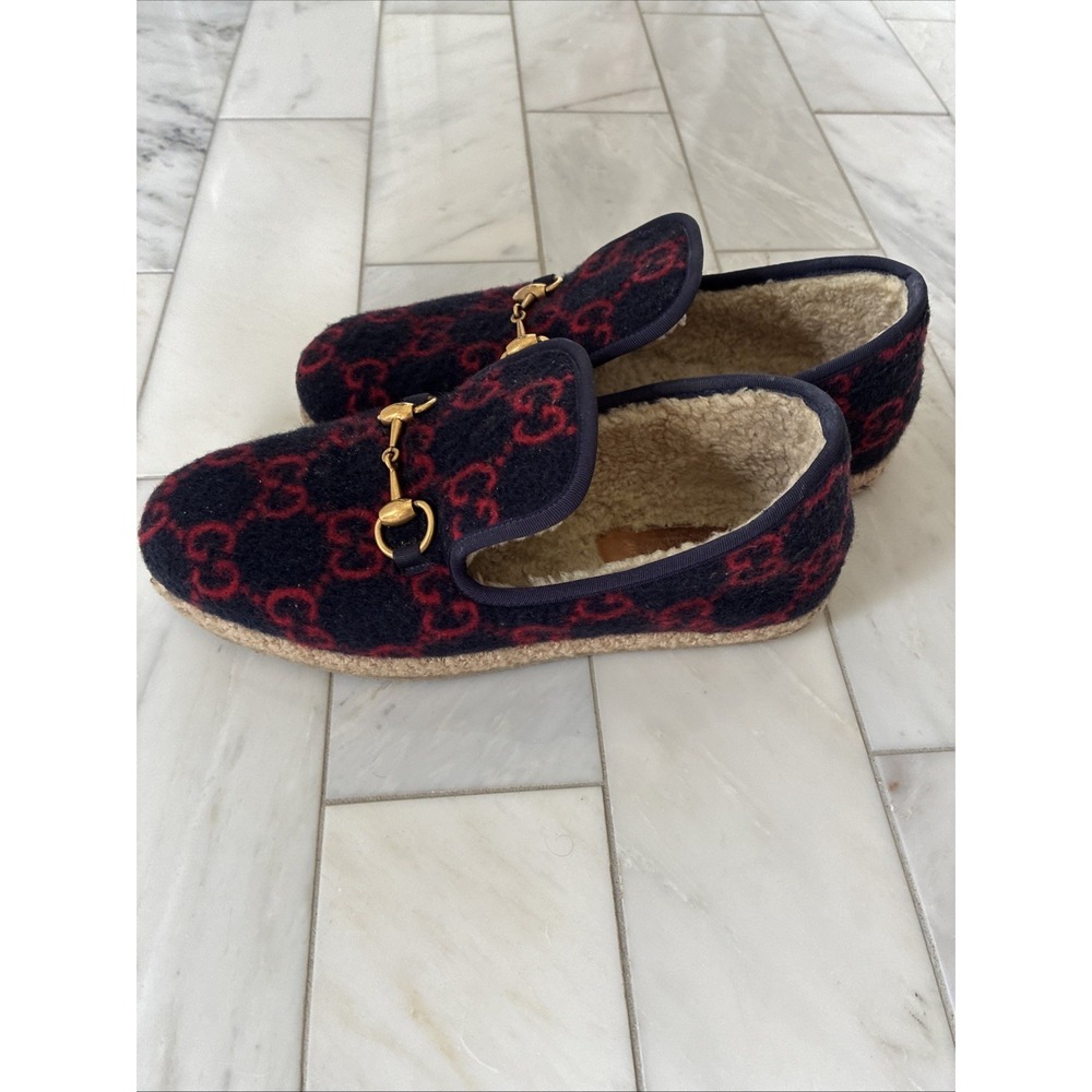 Gucci Fria Horsebit GG Monogram Logo Wool Slip On Loafers Gucci 39 EU, 8 Women's - Picture 11 of 16
